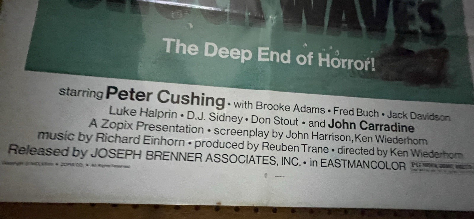 ORIG. MOVIE POSTER~ SHOCK WAVES~ PETER CUSHING~1977~ SHOCK WAVE~ONE SHEET 27X41