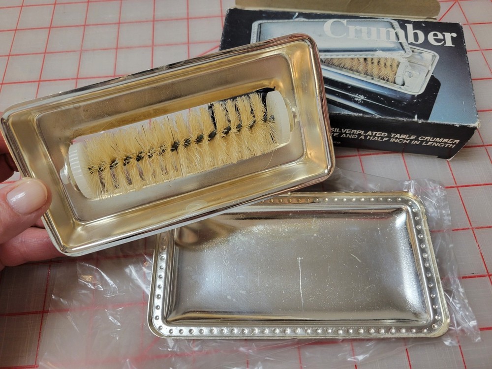 Vintage Leonard 5" Silverplate TABLE CRUMBER Brush - Made in Italy