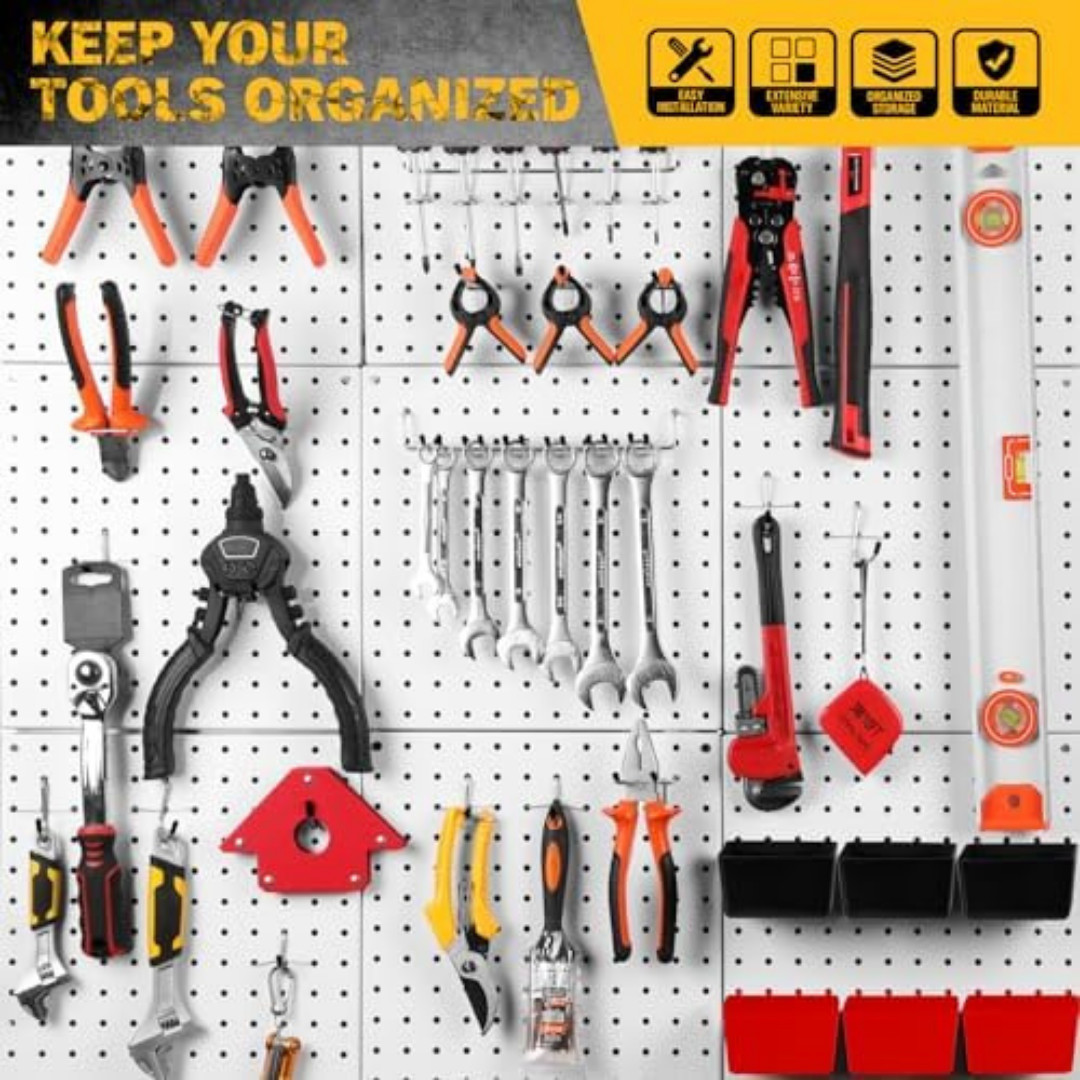 297 Piece Pegboard Hooks Kit, Peg Board Organizer Accessories with Bins for Orga