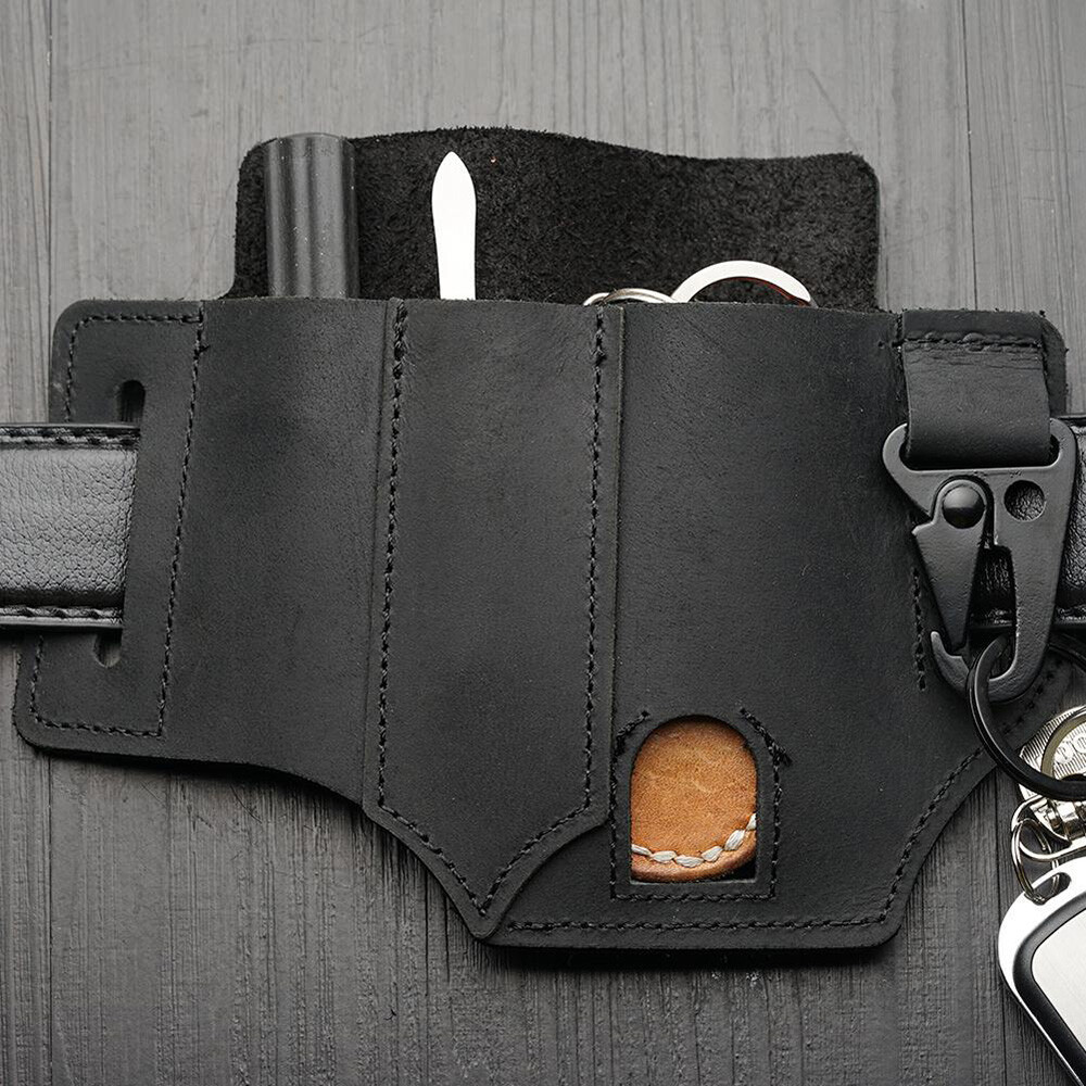 Men Multitool Leather Sheath EDC Pocket Organizer Storage Belt Waist Bag Gift TD