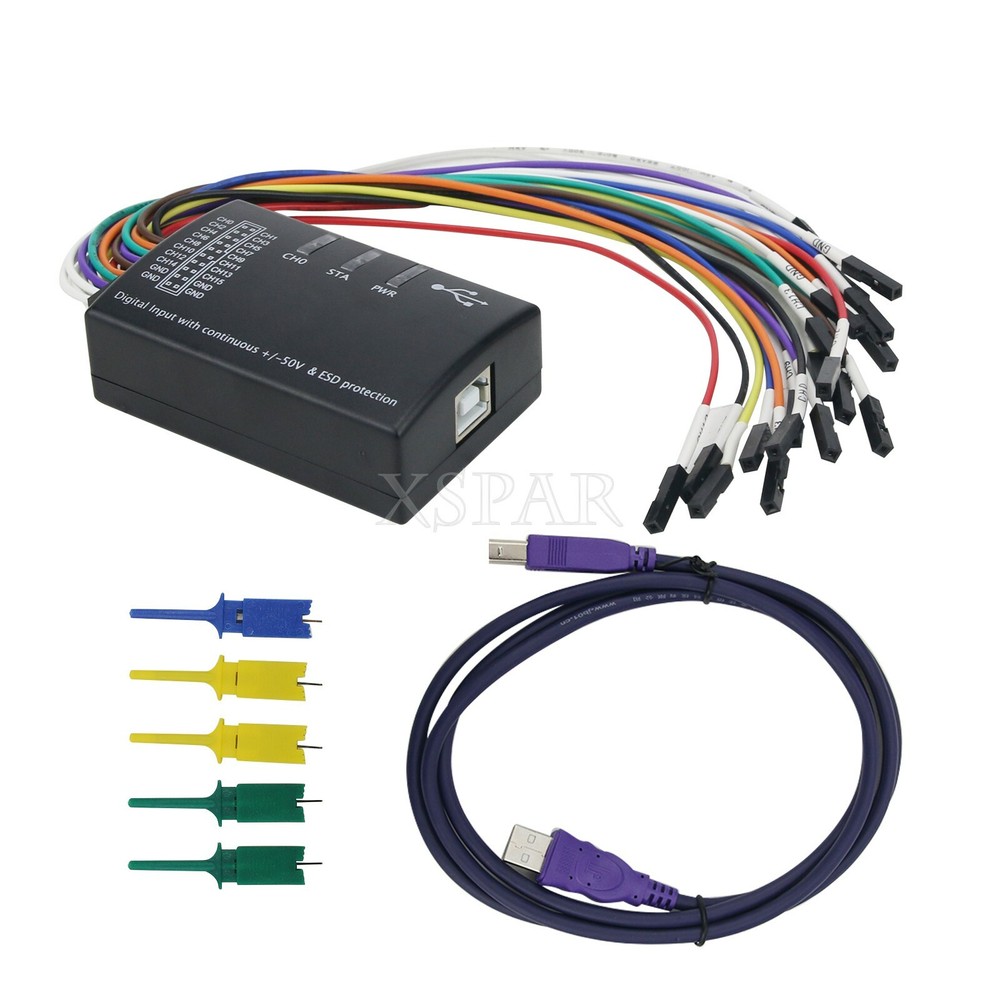 Mini 16 Logic Analyzer USB 100M Max Sample Rate 1.1.34 Support 1.2.10 Software