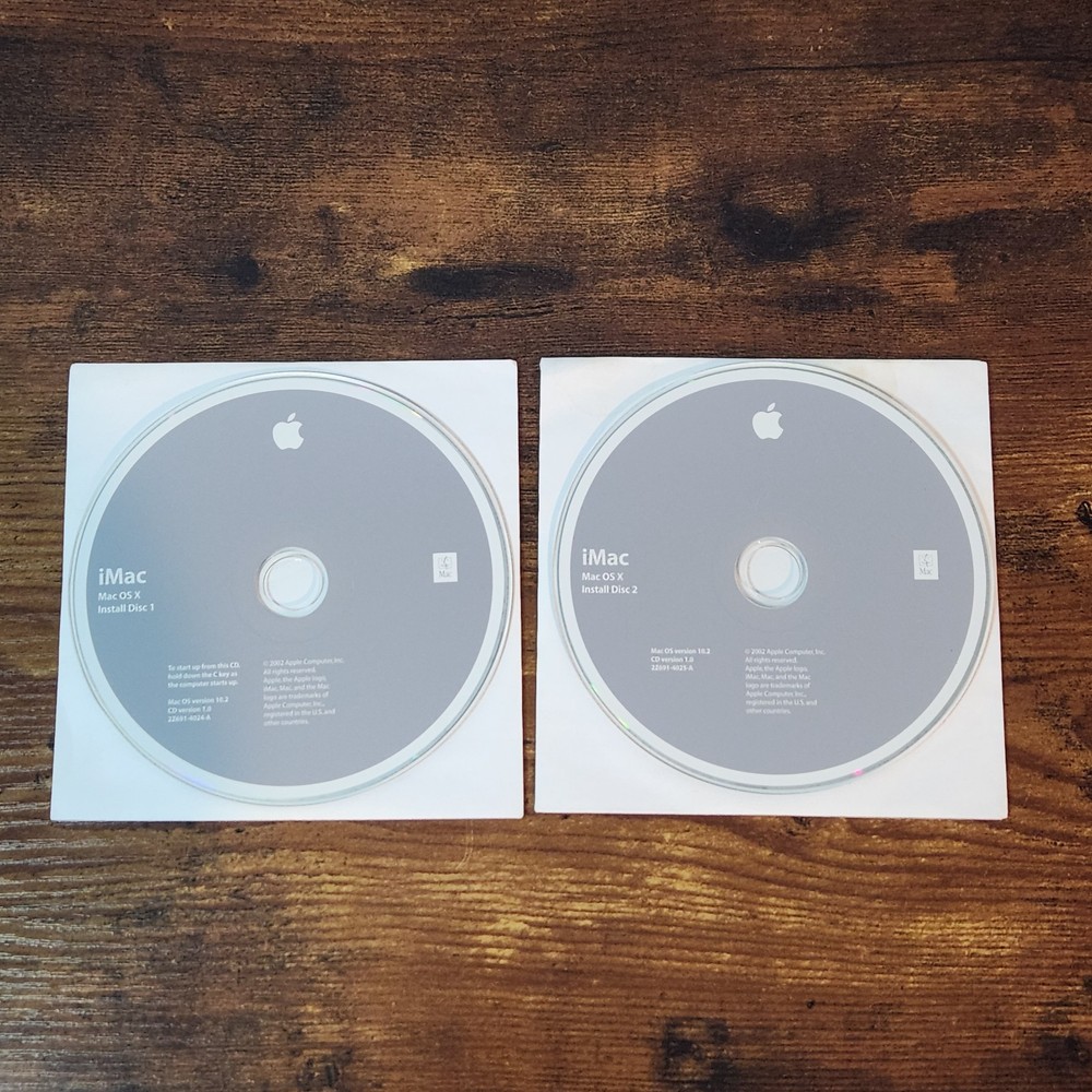 Apple iMac Mac OS X Install Disc 1 & 2 Version 10.2 - 2002