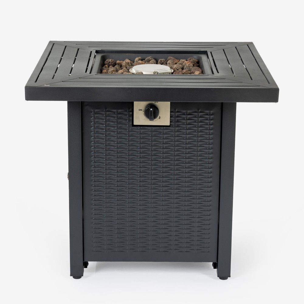 Propane Fire Pit Table with Waterproof Cover and Adjustable Flame