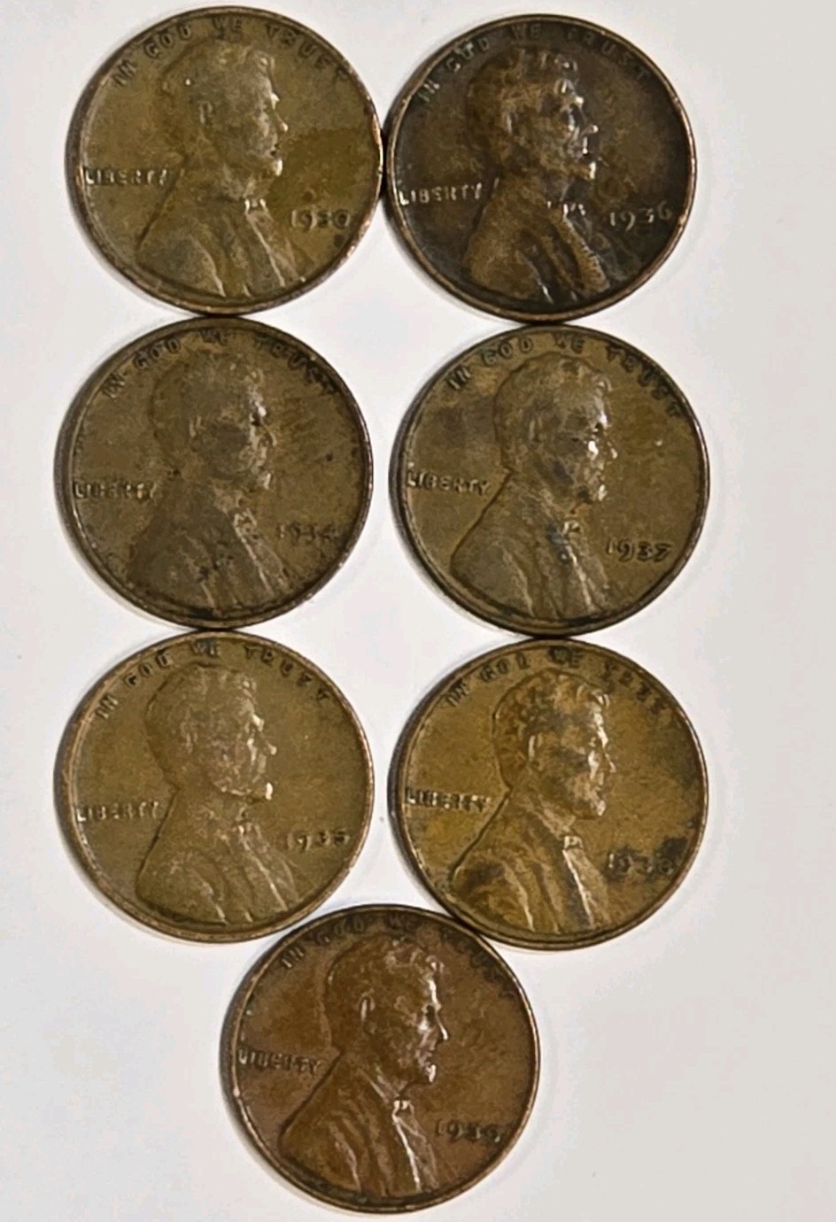 13230394208 SET OF 8 WHEAT PENNIES LINCOLN CENT COINS 1930-1939 PLAIN 86+ YZ OLD