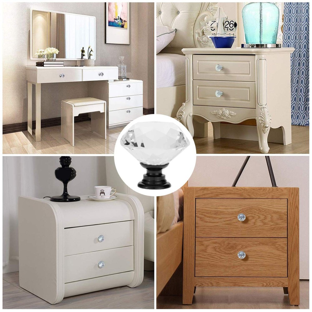 YourGift 12 Pack Drawer Knobs Diamond Shaped Crystal Glass 30mm Cabinet Knobs...