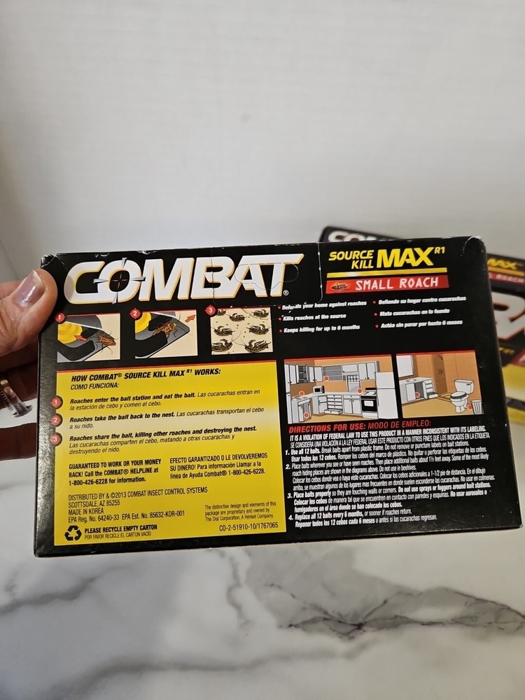 NEW! 2 Combat Source Kill Max Small Roach Killing Bait Stations 12 count Each