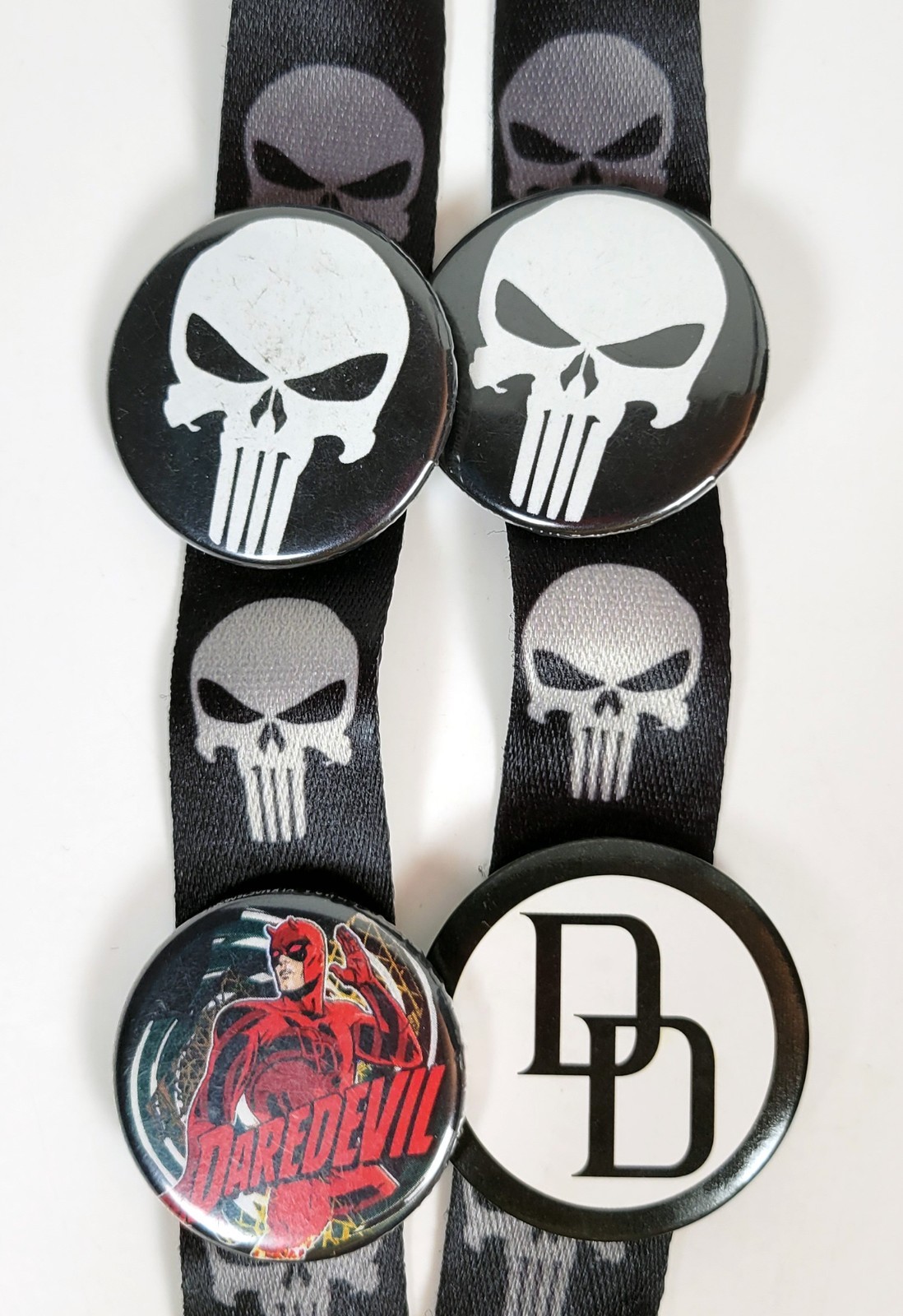 Lot of 4 Marvel Lanyard ~ Venom, Punisher, Ghost Rider, Daredevil with Pins