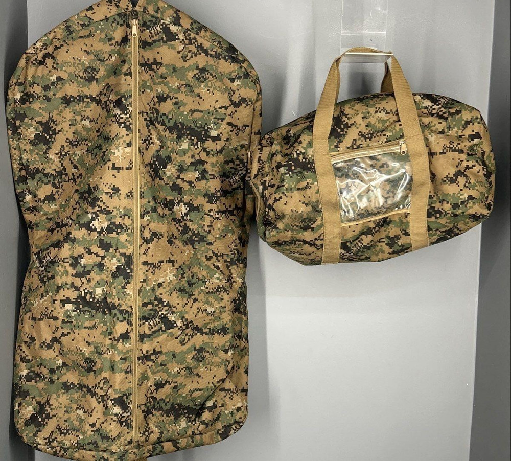 Code Alpha Tactical Gear USMC Camo Garment Bag Marine Military 2pc Set, EUC