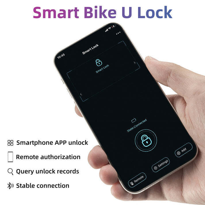 ROCKBROS Smart Bike U Lock with Fingerprint and App Control Waterproof
