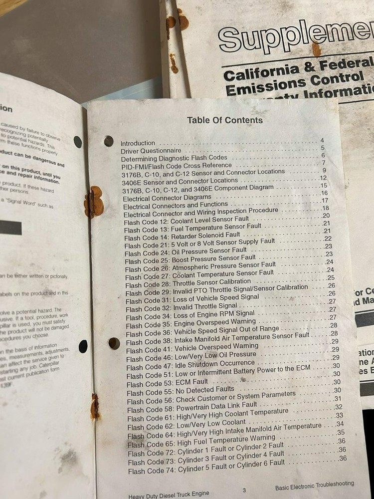 Caterpillar 3176B C-10 C-12 3406E Truck Engine Basic Electronic Troubleshooting