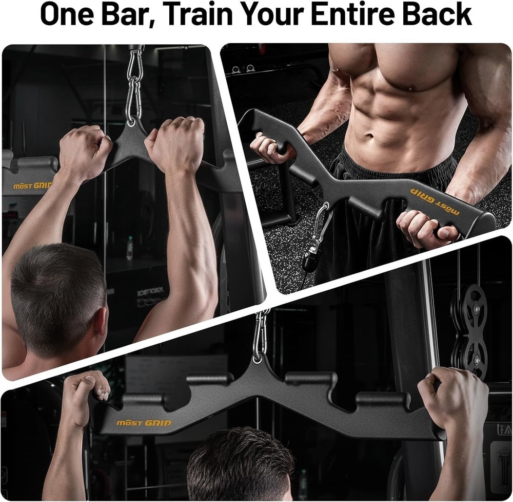 LAT Pull Down Bar w/ 6 Ergonomic Handles, Neutral Grip LAT Pulldown Attachments