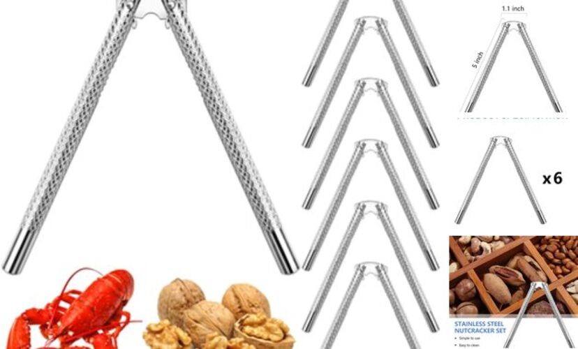 6-Piece Stainless Steel Nut Cracker Set Silver 6 pcs