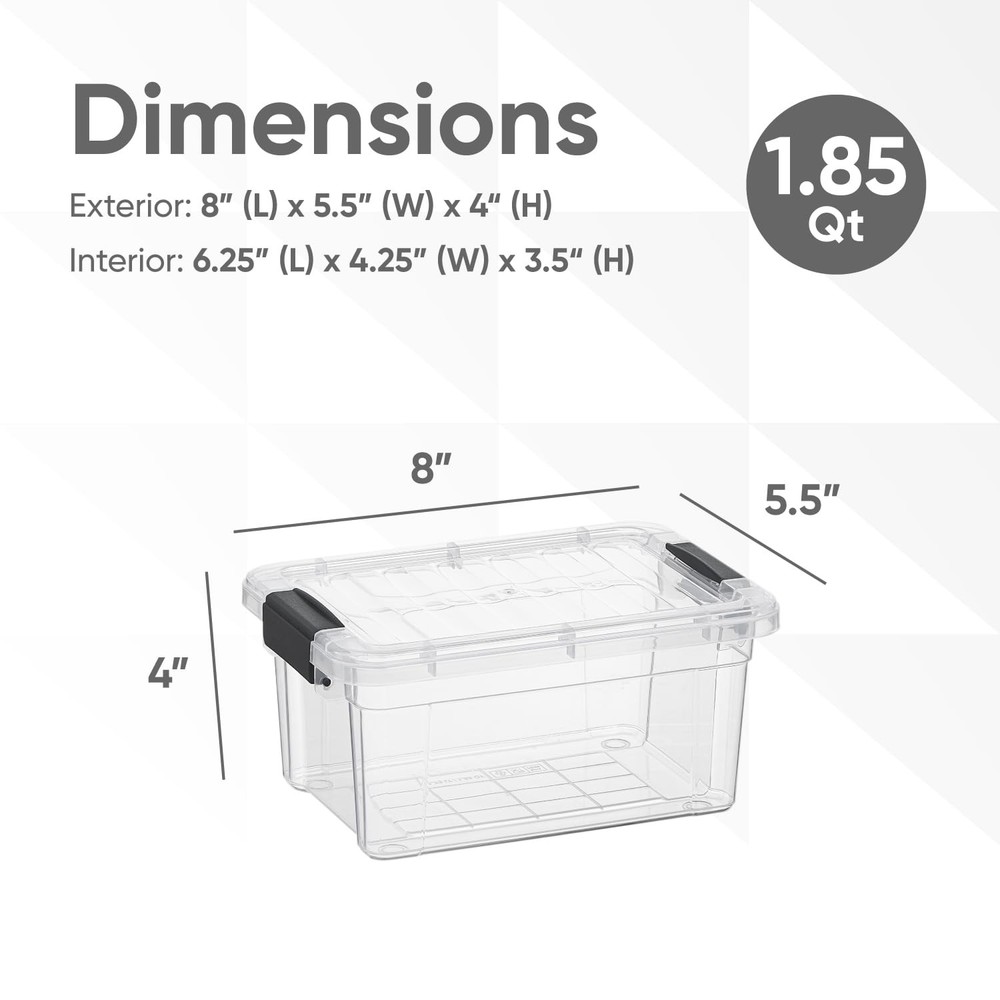 Superio 2 Quart Clear Storage Bin Lightweight Stackable Durable Design