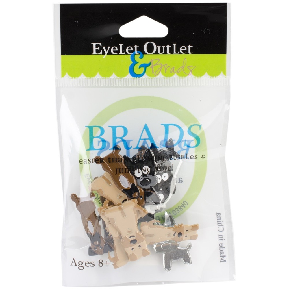 Eyelet Outlet Shape Brads 12/Pkg Puppies