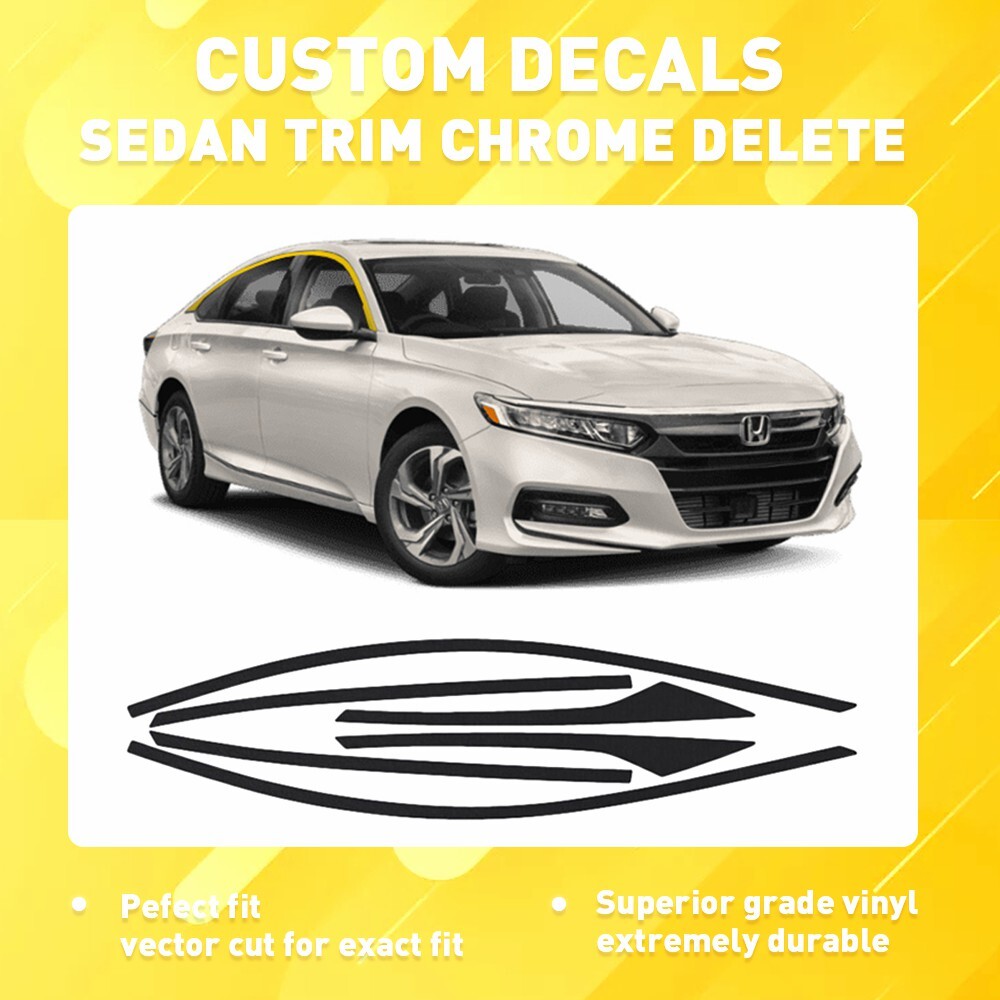 6x Chrome Delete Blackout Window Trims For Honda Accord 2018-2020 - Glossy Black