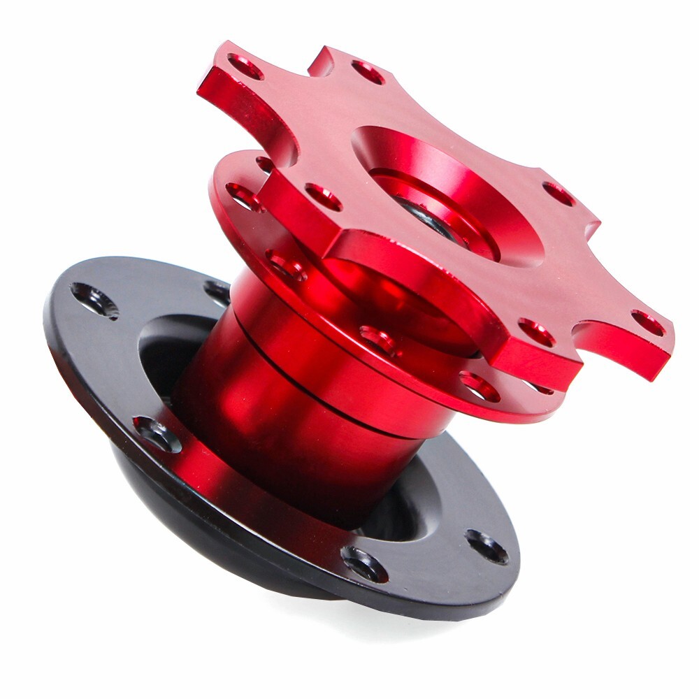 14inch Red Deep Dish Drifting Racing Steering Wheel+Red Quick Release Adapter