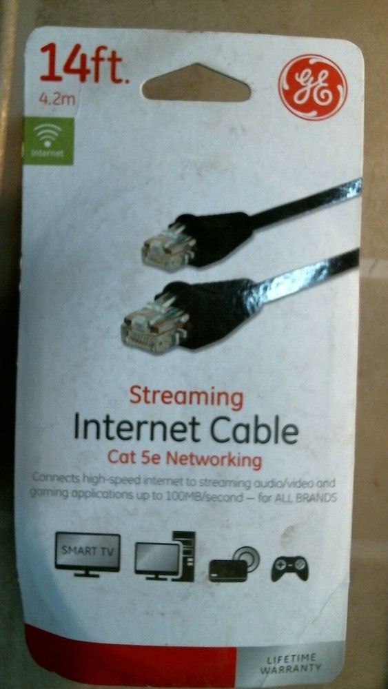 GE 33761, 14' Streaming Internet Cable, Cat 5e Networking, FREE SHIPPING
