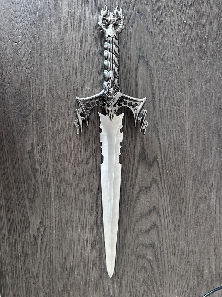 Fantasy Dragon Dagger Metal Handle & Blade Silver with Display Stand