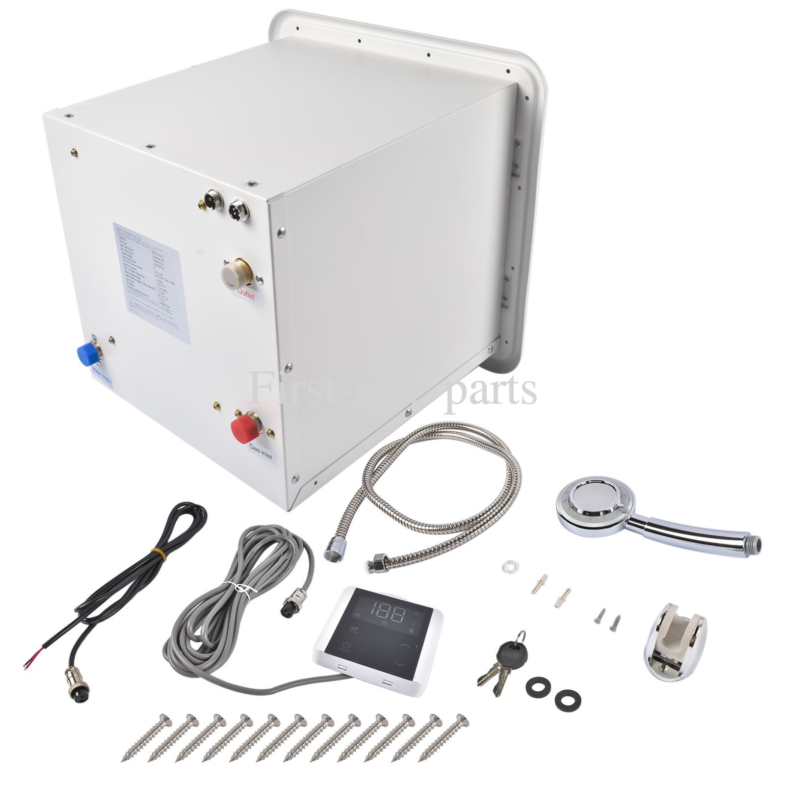 White RV Tankless Water Heater 42000BTU Instant Shower 15x15 in with Controller