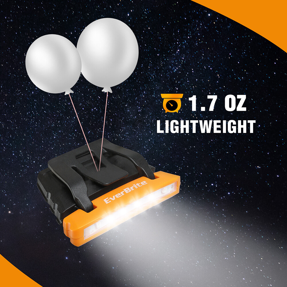 EverBrite 2-Pack Rechargeable Hat Light, IPX4 Waterproof Clip w/Memory Function