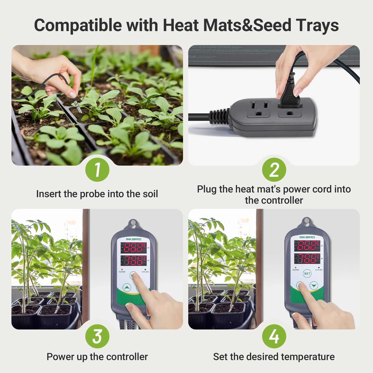 Inkbird Heating Cooling Temperature Controller Pre-wired Thermostat -58~248 °F