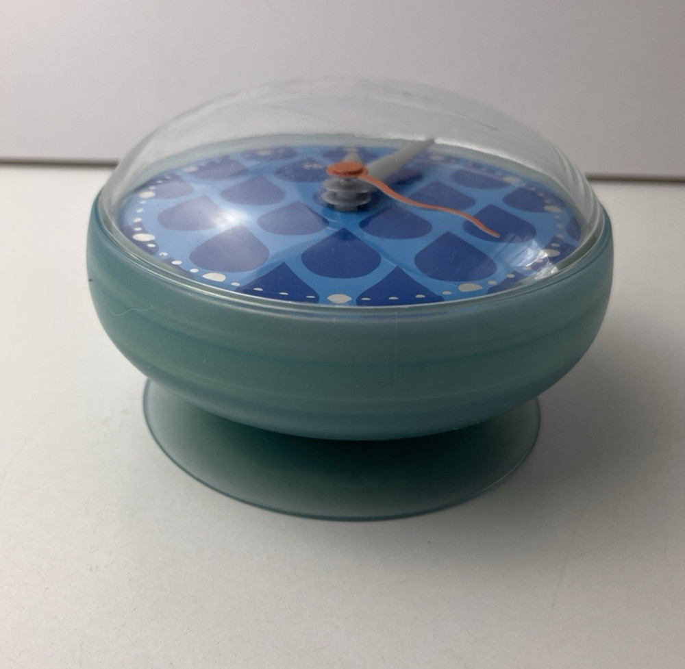 Vintage Timestone Blue Retro Suction Round Wall Clock Tested & Working