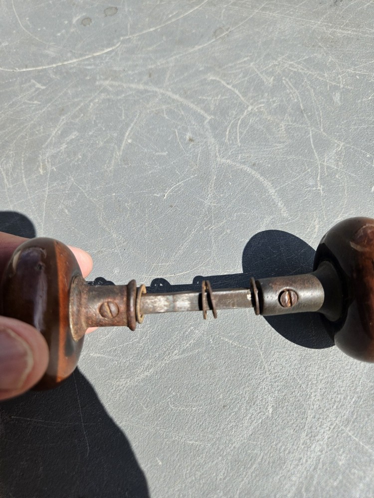 Antique Door Knobs & Shaft Brown Worn Good Stuff