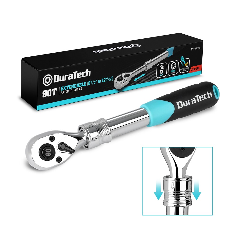 DURATECH 3/8" Drive Extendable Ratchet 90-Tooth Quick-release Ratchet 4 Sections