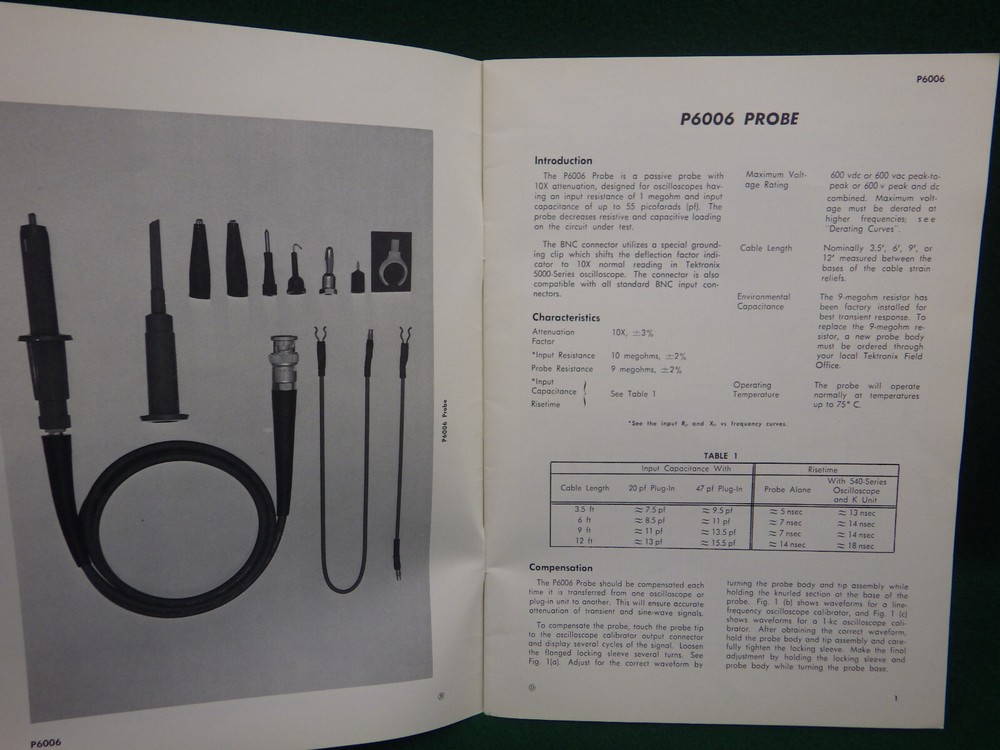 TEKTRONIX P6006 probe operator manual