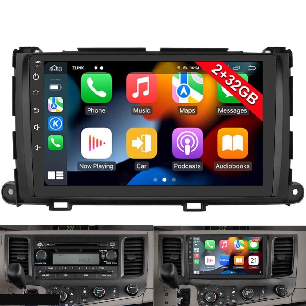 Android 13 Stereo for Sienna 11-14 9" Touch Wireless Carplay Android Auto Backup