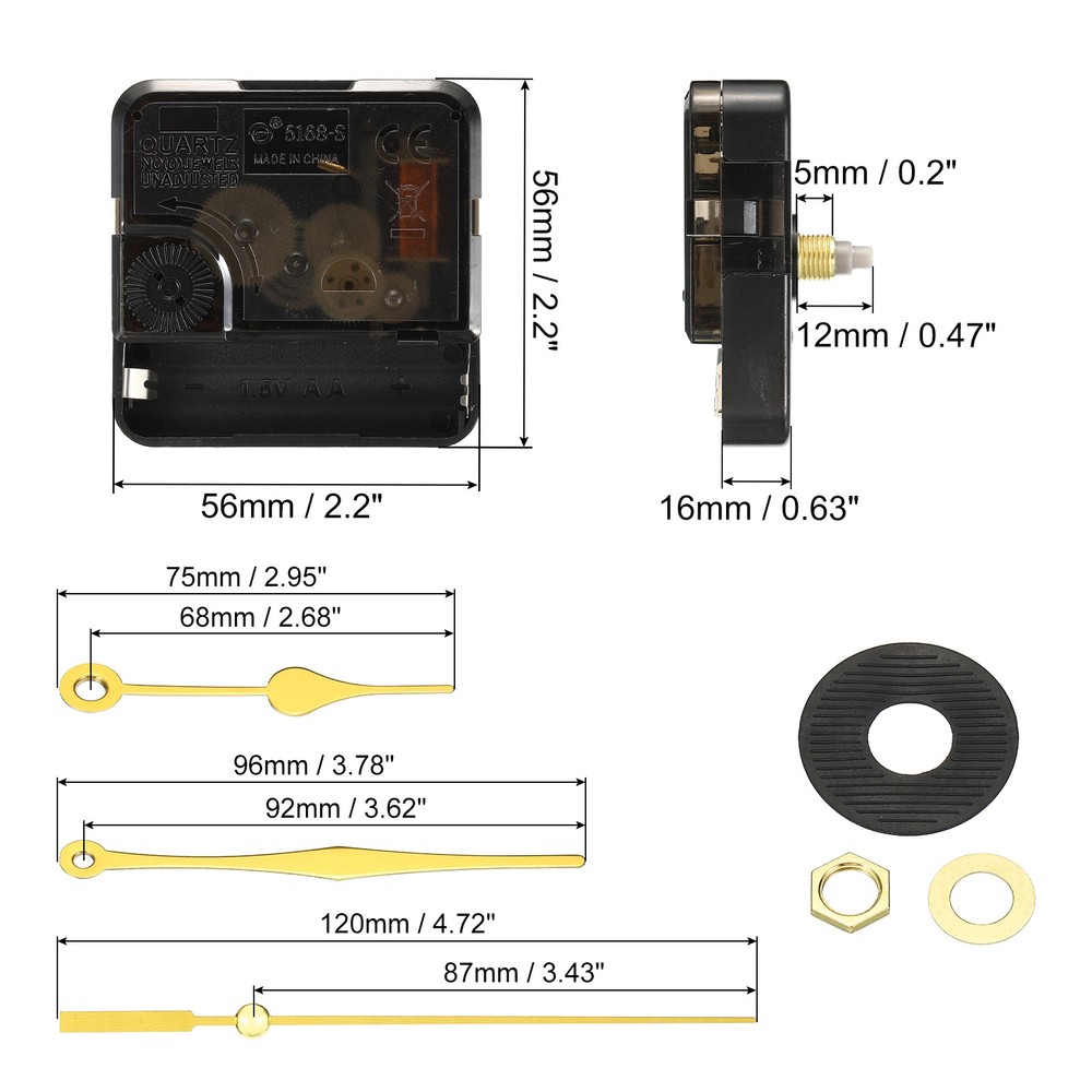 Clock Mechanism Replacement, Quartz Clock Mechanism DIY Wall Clock, 18008