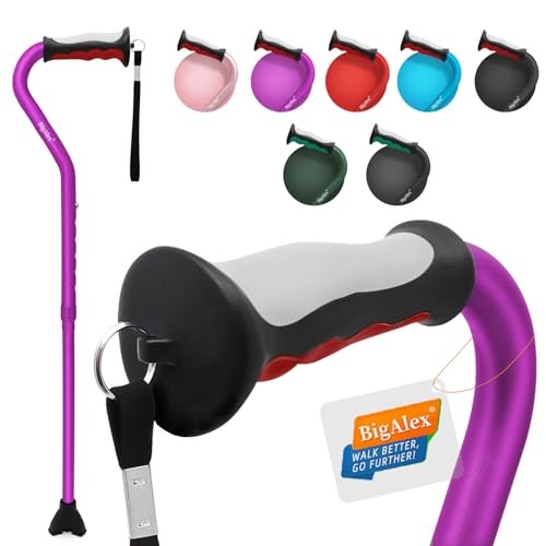 Lightweight Walking Cane, Soft Offset Handle for Seniors, Adjustable Purple