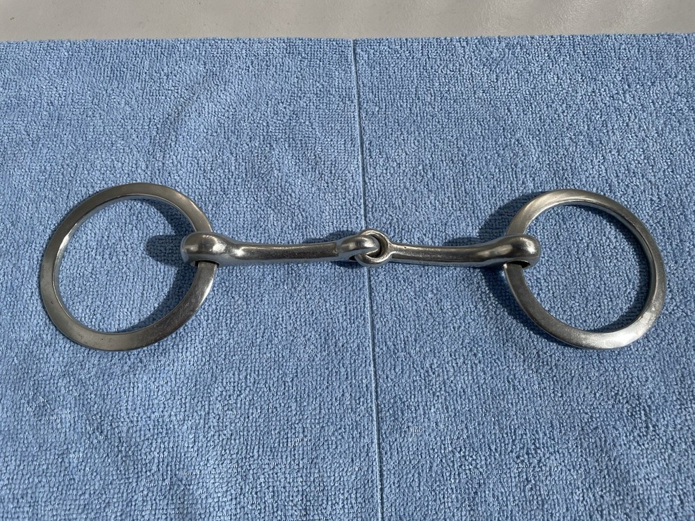 Vintage 6" Loose Flat O-Ring Snaffle Horse Bit Solid Nickel Clean Nice