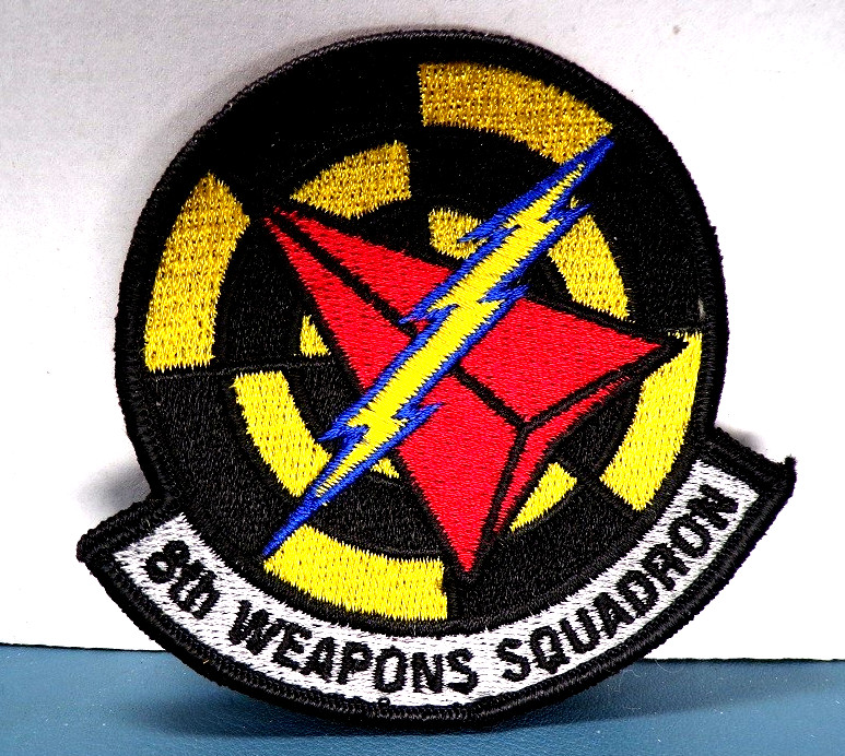 MILITARY EMBROIDERED PATCH - 8TH WEAPONS SQUADRON - HOOK & LOOP  3.5 x 3.5"