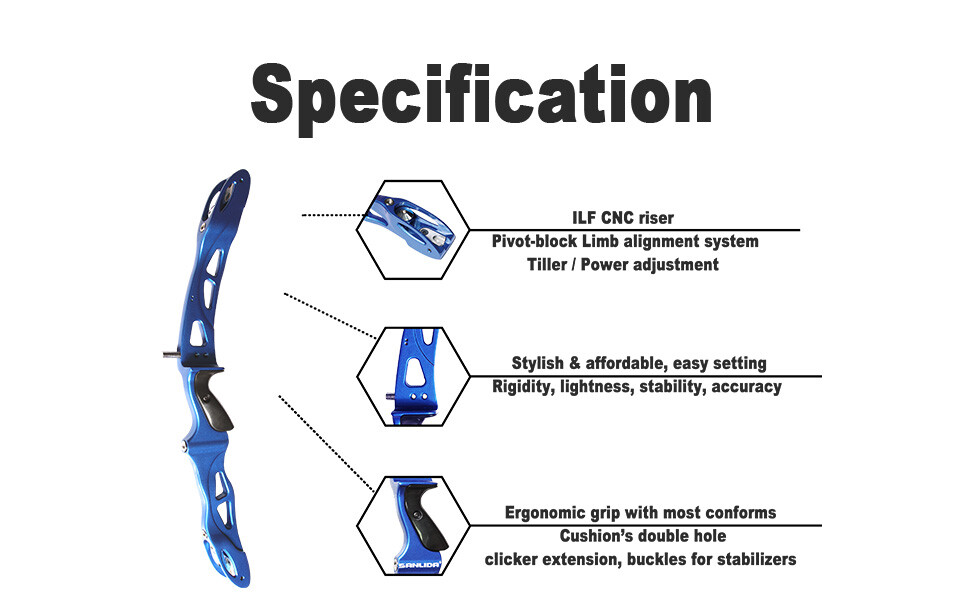 Sanlida X9 25 Inch Intermediate ILF Recurve Bow Riser, Target Bow Riser Archery