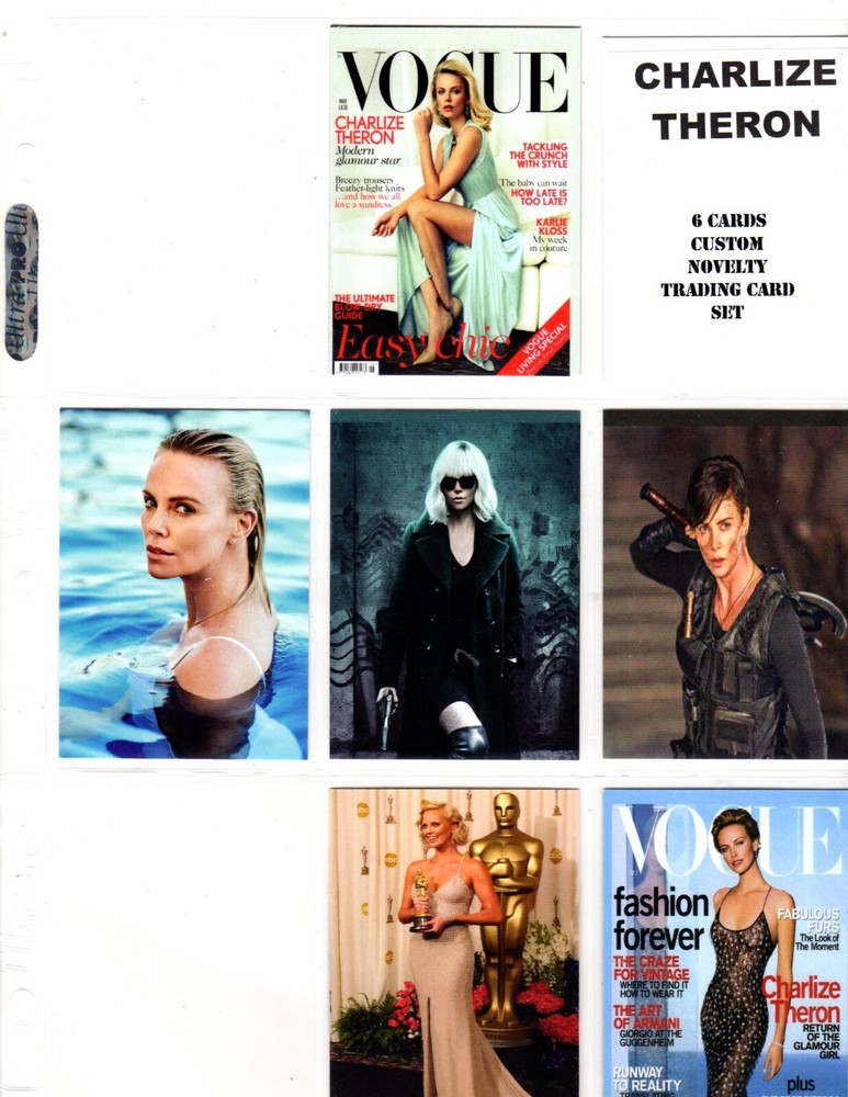 CHARLIZE THERON    CUSTOM TRADING CARD 6 CARDS  SET