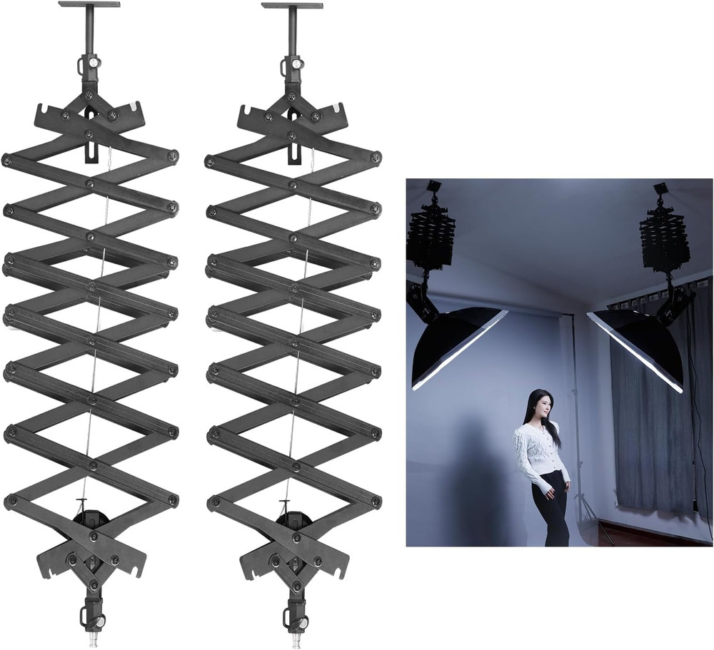 2-Pack 2M Drop Pantograph for Studio Ceiling Rail System Lighting Equipment