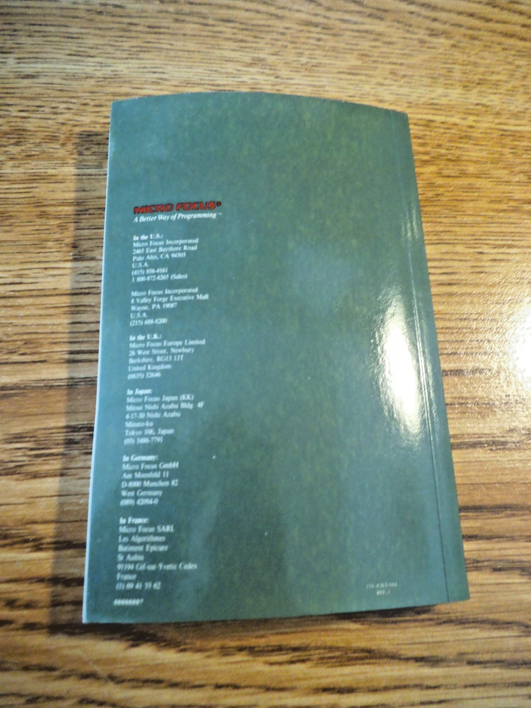 MICRO FOCUS COBOL/2 POCKET GUIDE APRIL 1991 ISSUE 4