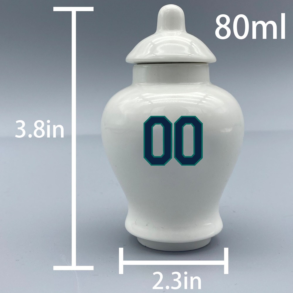 Ceramic Baseball Urn – Seattle Mariners Theme, Custom Text & Number