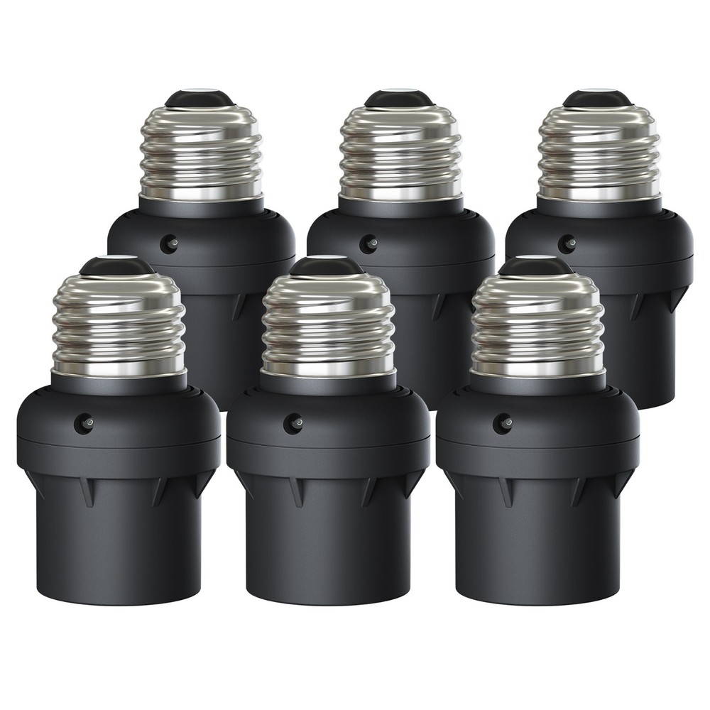 DEWENWILS Light Sensor Socket, E26 E27 Sensor Socket , 6 Pack, Black, ETL Listed