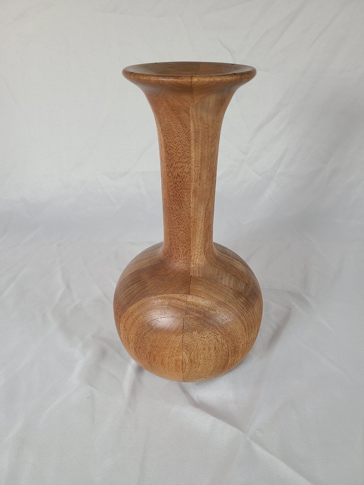 Unique 12 inch Solid Wood Vase with protective soft cloth bottom