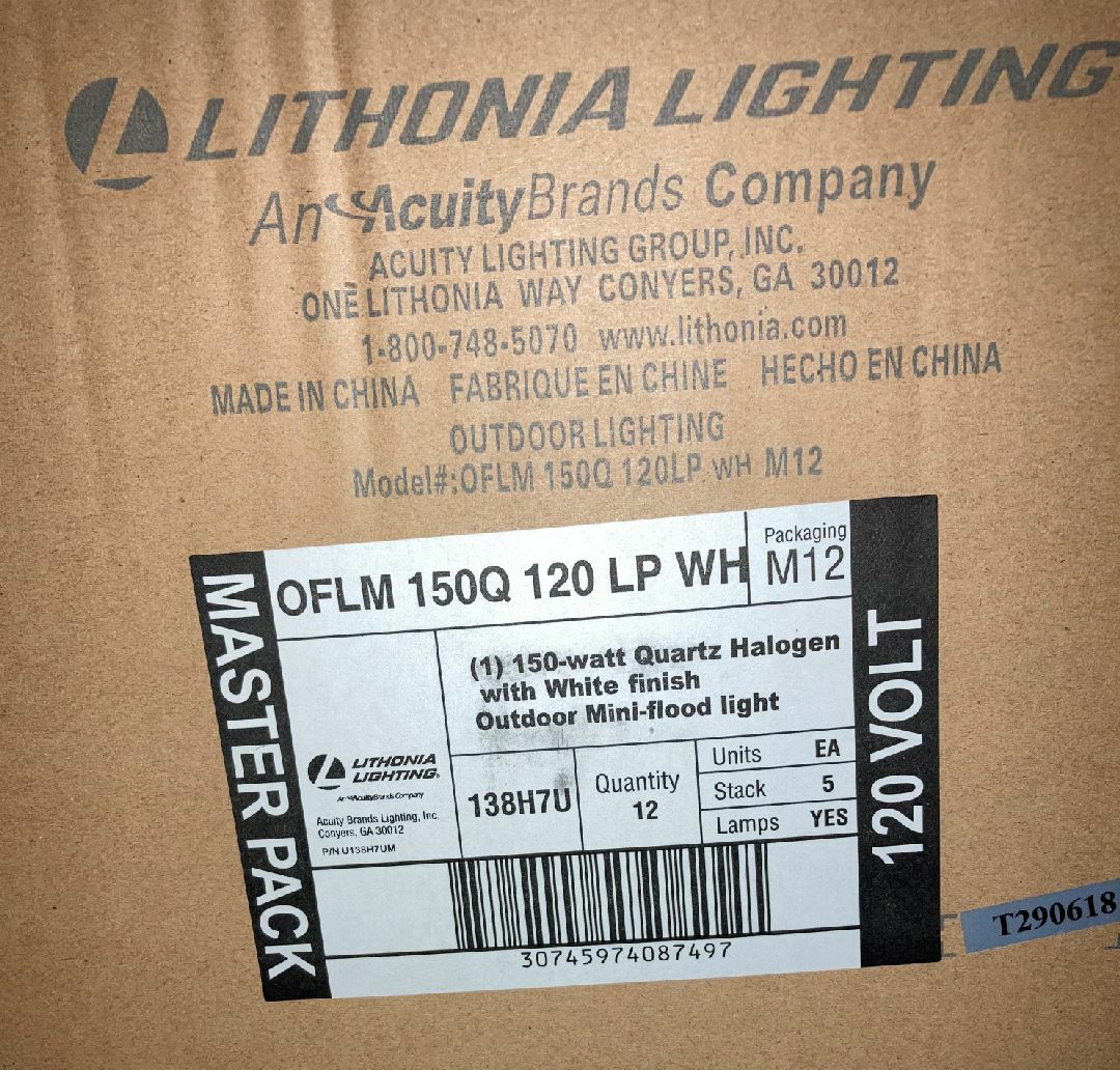Wall-Mount Outdoor White Mini Flood Light by Lithonia Lighting OFLM 150Q 120 LP