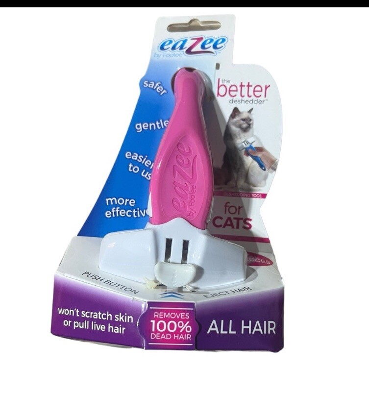 Eazee Cat DeShedding Brush By Foolee (Pink)