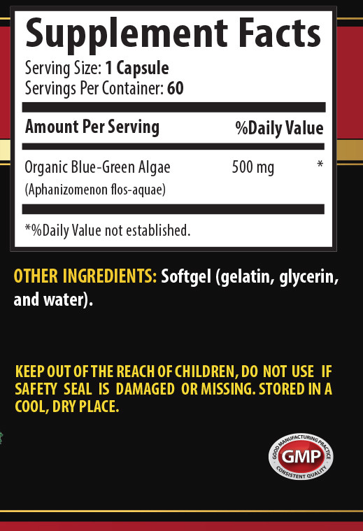Digestive Support - BLUE GREEN ALGAE 500MG - Hydration Boost 3 Bottles 180 Caps