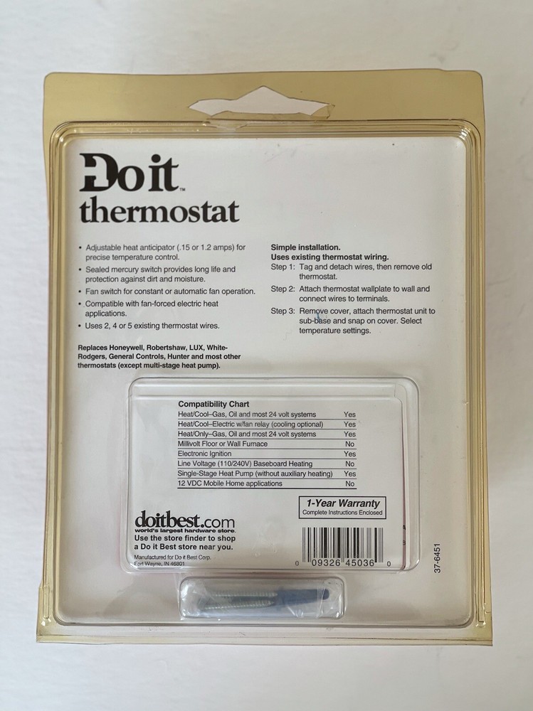 Do It Heating And Cooling Thermostat New Sealed..