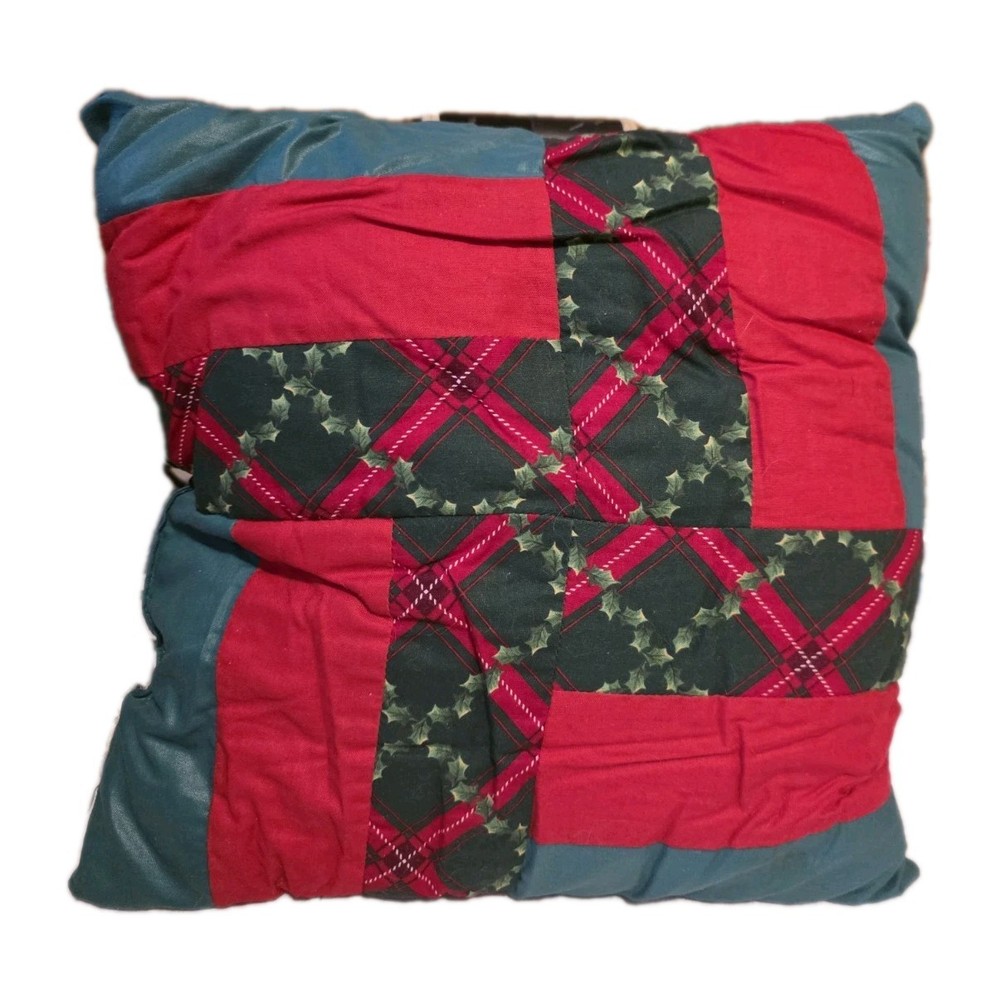 Vtg Christmas Handcrafted Quilted Patchwork Pillows
