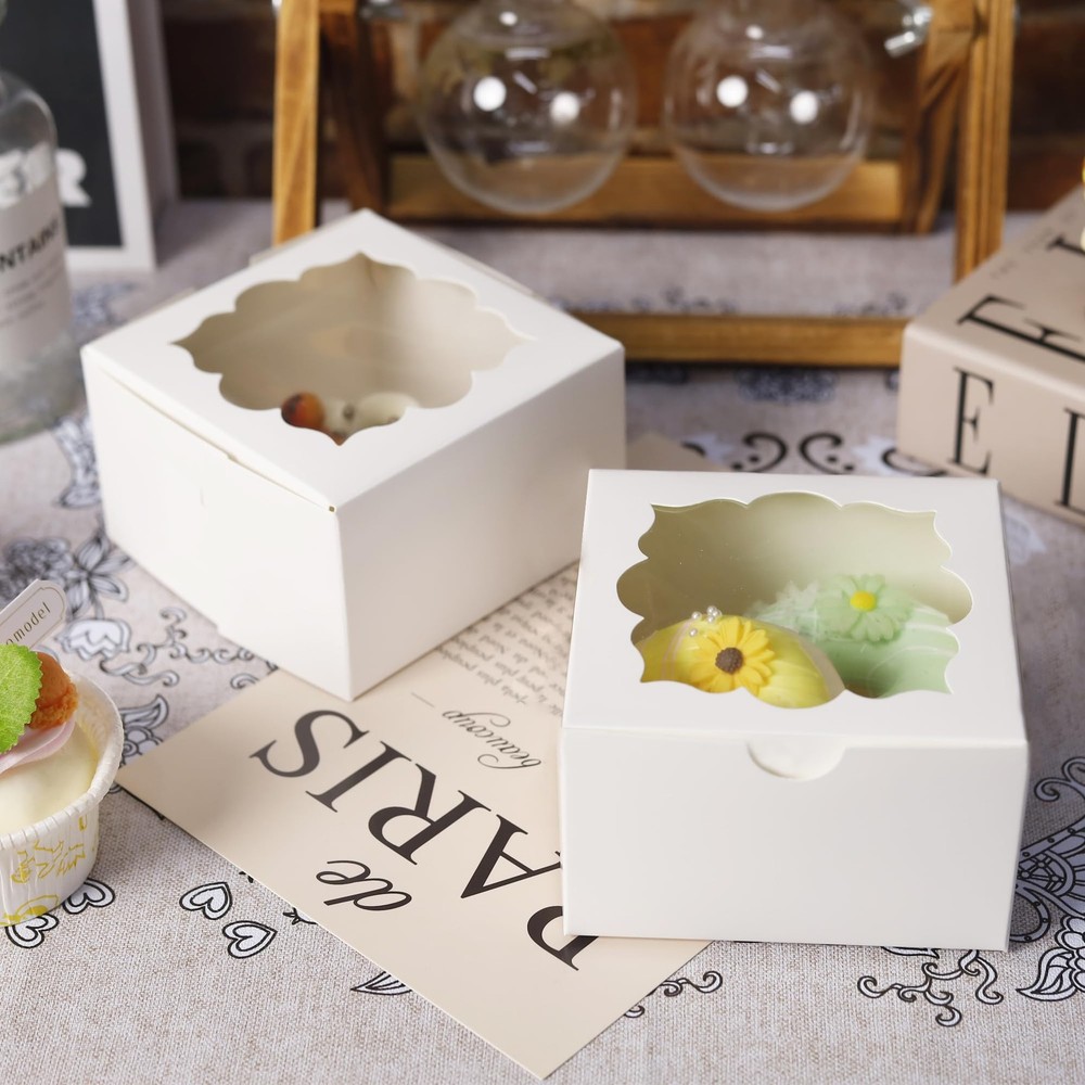 50pcs Cookie Boxes with Window Bakery Boxes Small Treat Boxes Small Cake boxe...