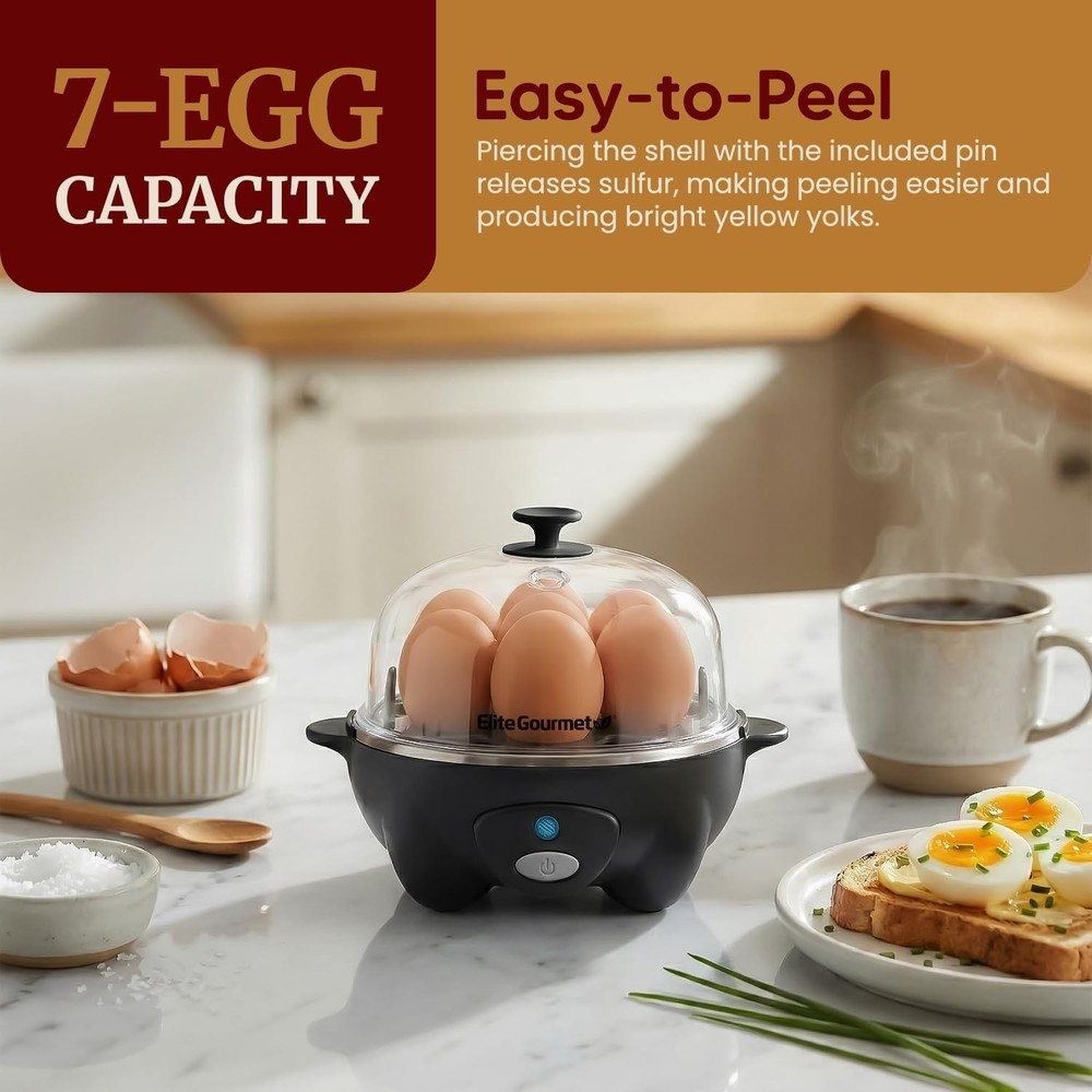 Easy Egg Cooker: Make 7 Soft, Medium, or Hard Boiled Eggs with Auto Shut-Off