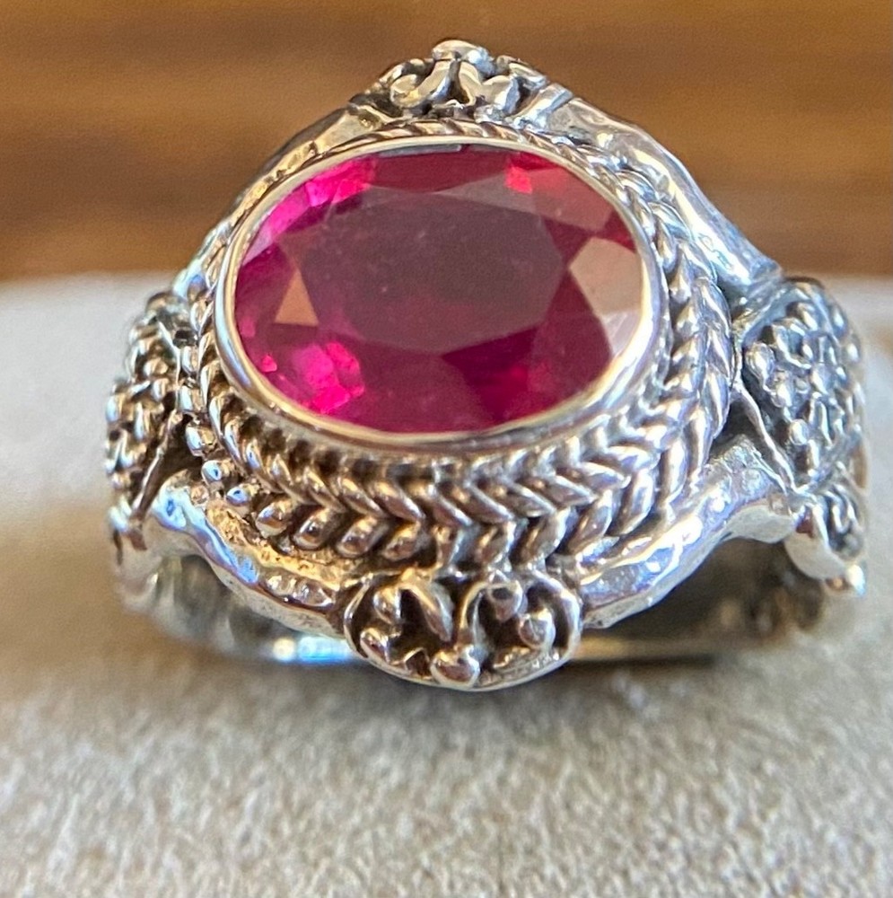 Sarda, Bali Handmade, Gorgeous, Sterling & Natural Ruby Ring Multiple Sizes