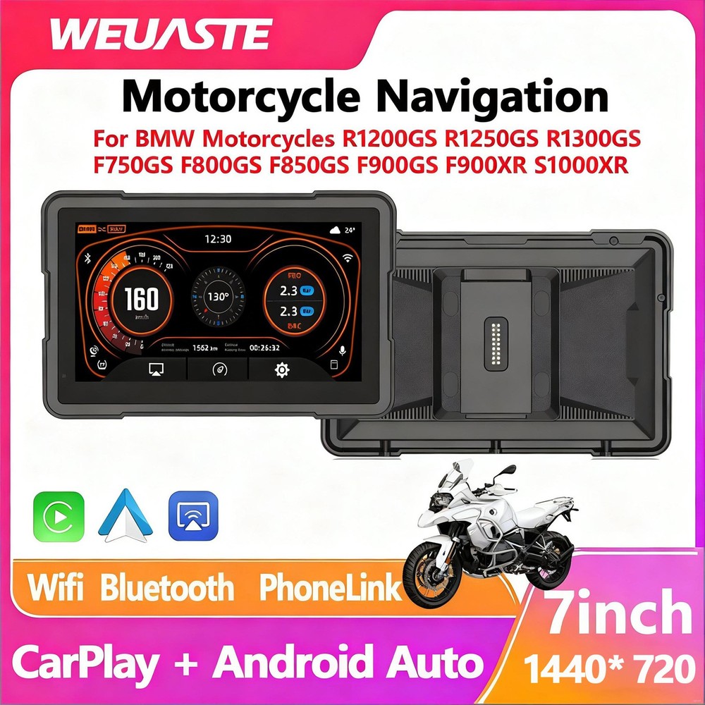 Motorcycle GPS Navigation 7" CarPlay Android Auto IP67 Waterproof&Shockproof Y8